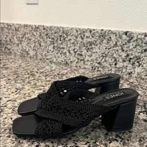 Jones New York Black Textured Mules